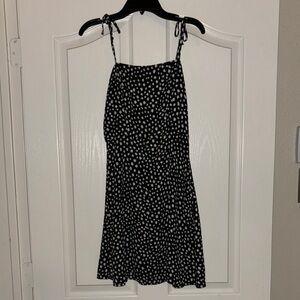 Girls Black and White Polka Dot Dress - size L